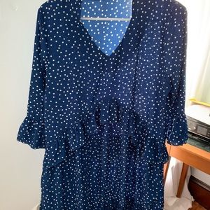 Blue/ navy polka dot dress